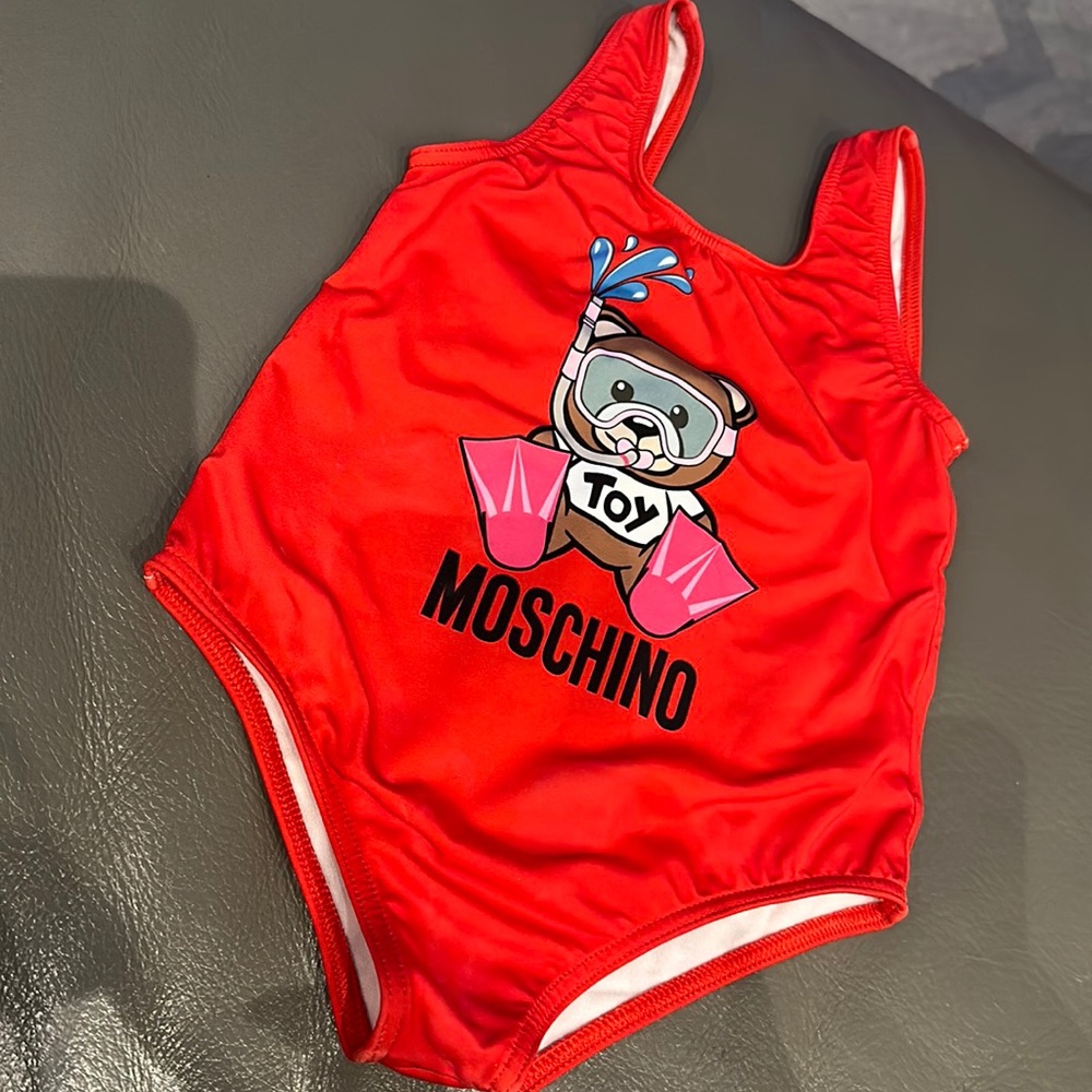 Like new Moschino red swimsuit for a toddler girl